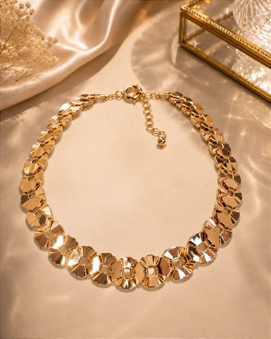 CHOKER LUXO ESCAMAS, FECHO BÓIA ESPECIAL 40+5CM