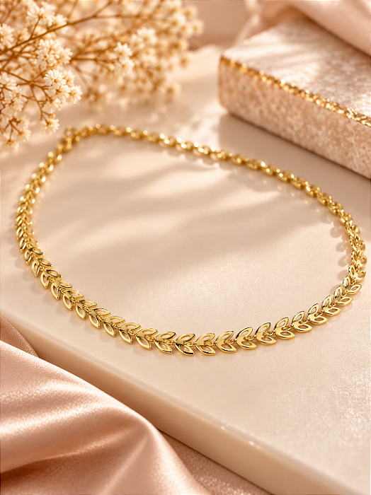 CHOKER FOLHAS 35+5CM ESTENSOR