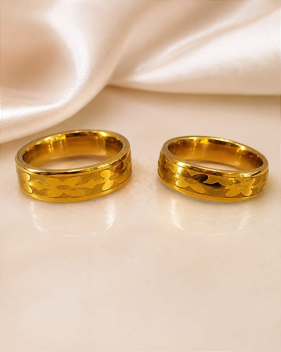 ALIANÇA DE COMPROMISSO N17 AÇO DOURADO