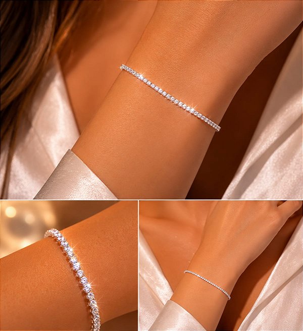 PULSEIRA RIVIERA PRATA ZIRCONIA 2X2 C EXTENS