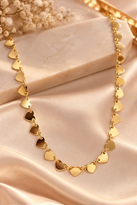 Gargantilha - CHOCKER CHAPAS CORAÇÕES LISOS