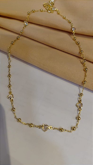 CHOCKER MELINDROSA E ZIRCONIAS CORAÇÃO