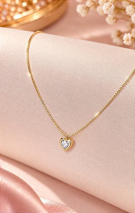CONJ CORDÃO VENEZ + PING ZIRCONIA CORAÇÃO
