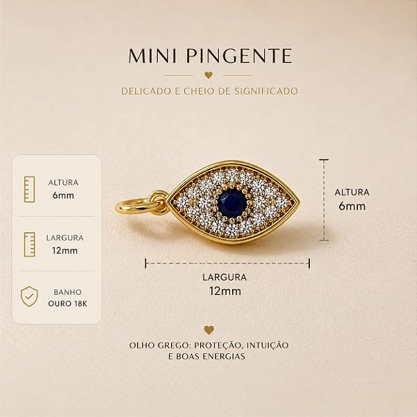 PINGENTE OLHO GREGO MINIMO CRAVEJADO C/ONIX CENTRA