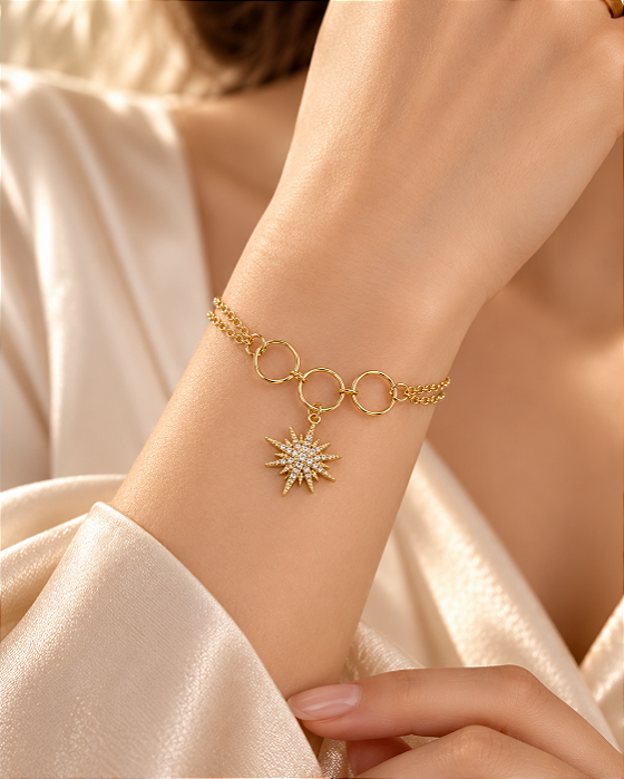 PULSEIRA CIRCULOS E ESRELA PENDENTE CRAVEJ ZIRC