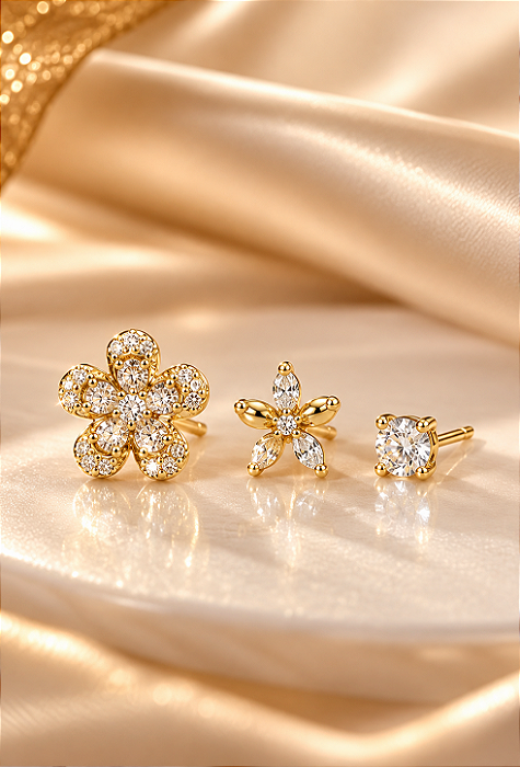 TRIO BRINCO FLOR M e P CRAVEJADA E P.LUZ