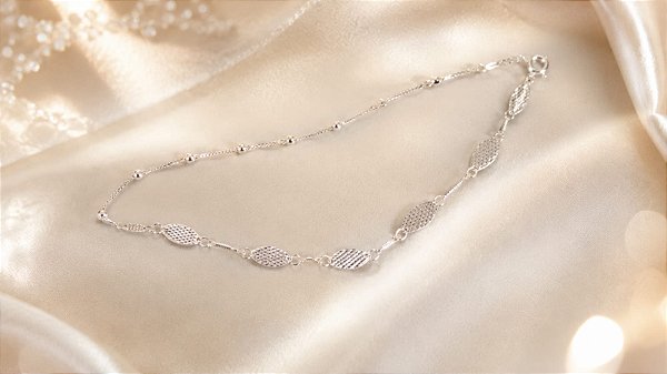 PULSEIRA DUPLA ELO FOLHA DIAMANTADO E MELINDROSA F