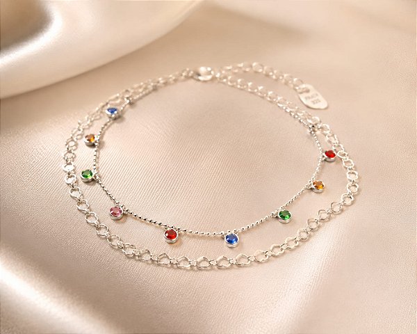 PULS DUPLA CORDÃO C ZIRC COLOR PEND E CORD ELO COR