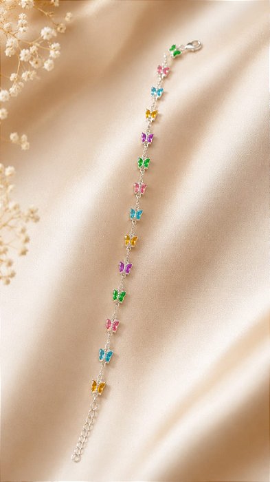 PULSEIRA BORBOLETAS COLORIDAS EM ZIRCONIAS