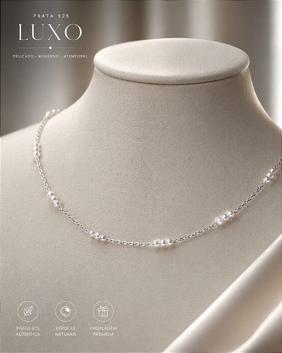 CHOKER  PEROLAS 3MM SEQUENCIAS DE 3UN