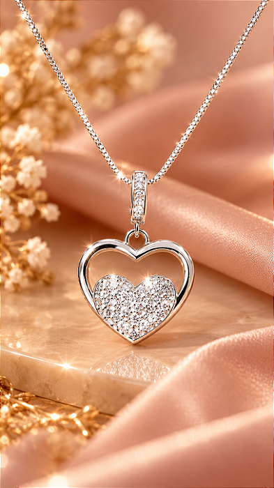 CONJ 02 PÇ CHOKER VENEZ E PING 2 CORACOES UM CRAV