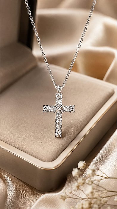 CONJ 02 PÇ CORR CAD C PING CRUZ DET EM X CRAV ZIRC