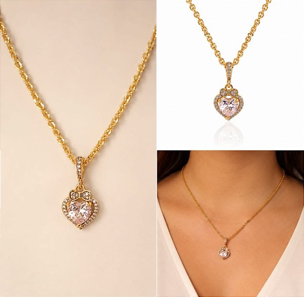 CONJ 2 PÇ GARG EXOTICA DIAMAN E PING LUXO CORAÇÃO