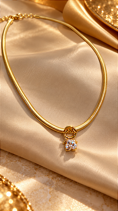 CONJ 2 PÇ CHOKER LACRAIA LUXO E PING CRIANÇA ZIRC
