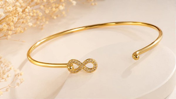 BRACELETE LISO E FINO C INFINITO CRAV ZIRC NO FECH