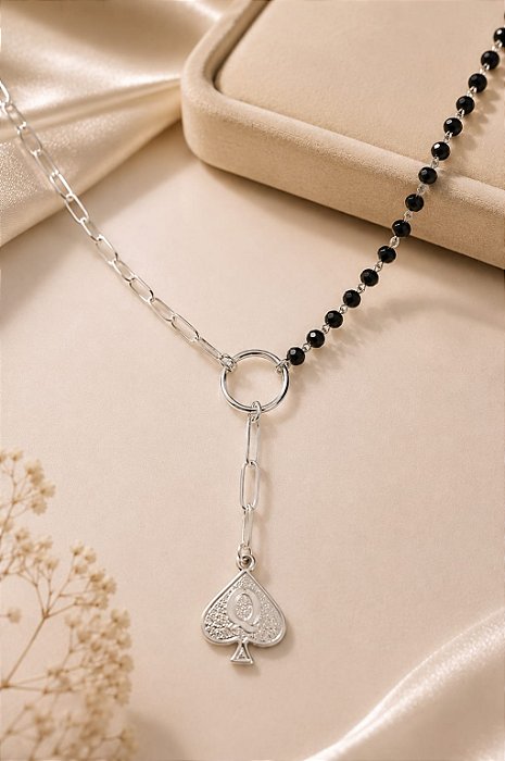 GARG PRATA MISTO  ELOS / PEDRA ONIX C PING ELOS C