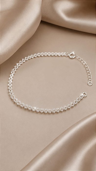 BRACELETE PREGO MALHA EM PRATA 18CM