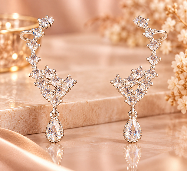 BRINCO ESTILO EAR CUFF TOTALMENTE CRAVEJADO ZIRC C