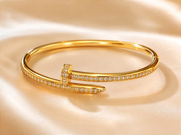 BRACELETE ARO PREGO CRAVEJADO DE ZIRCONIA