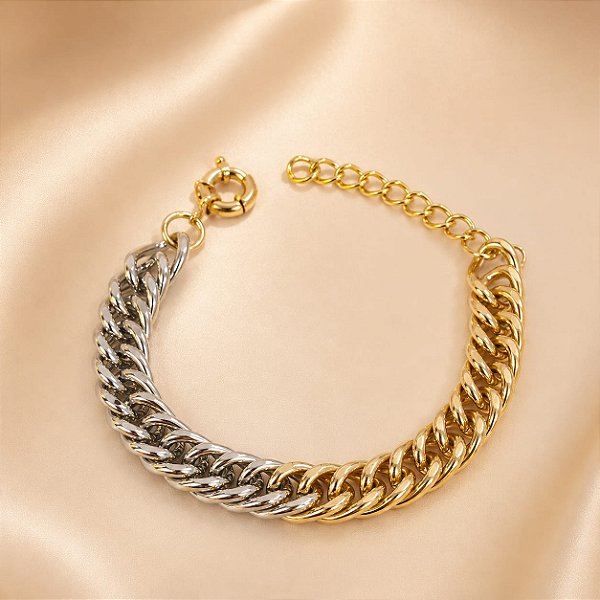 BRACELETE LUXO ELO GROUMET 2 CORES