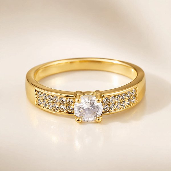 ANEL PONTO DE LUZ C/ 2 LINHAS CRAVEJADAS DE ZIRCON