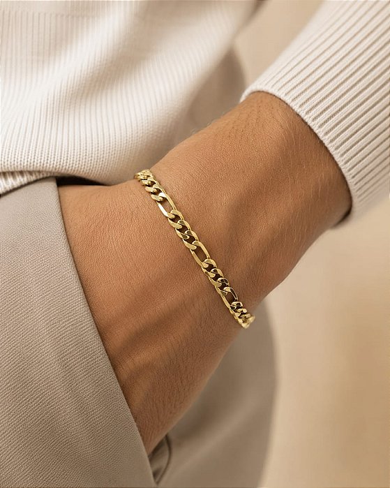 PULSEIRA MASCULINA CARTIER 3X1 FINA AÇO DOURADO