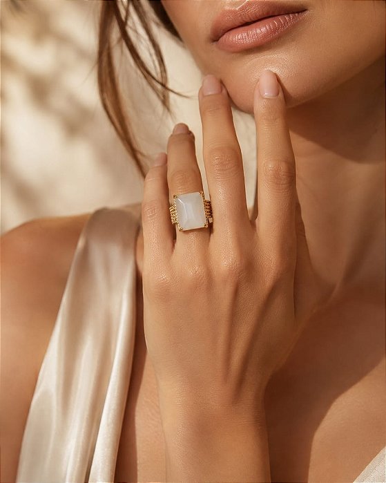 Anel - ANEL LUXO PEDRA OLHO DE GATO RETANGULAR Nº17