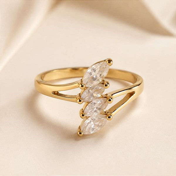 ANEL 4 FOLHAS SEQUENCIAL EM ZIRCONIA
