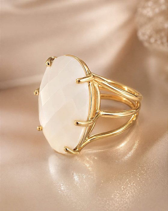 ANEL PEDRA QUARTZITO BRANCO ABSOLUTO COM GARRAS