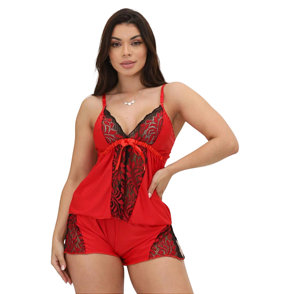 Baby Doll Liganete e Renda Sensual Luna Bicolor