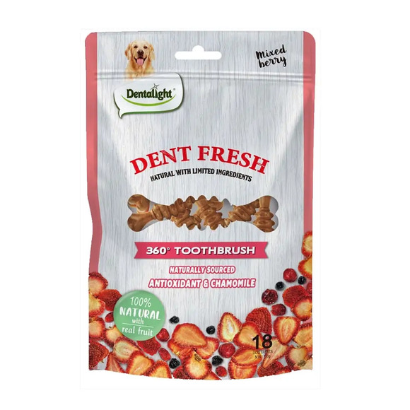 Petisco para Cães Dentalight Dent Fresh Escova 360 Mixed Berry 150 g