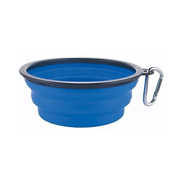 Tigela Plastica Retratil Azul Media