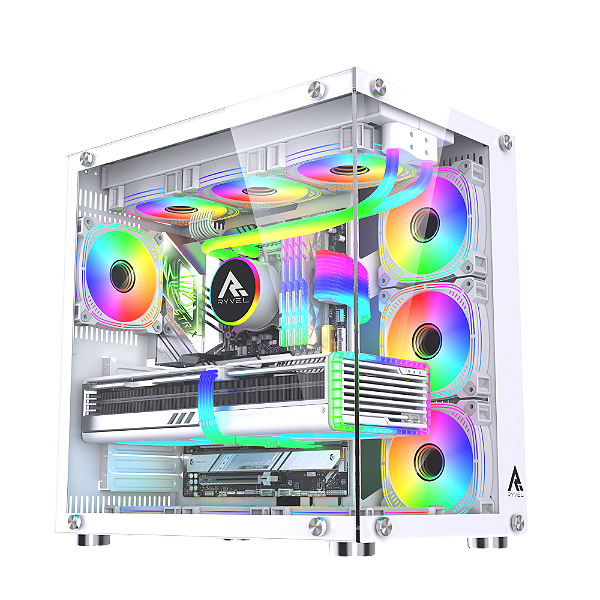 Gabinete Gamer Ryvel Ymir White 10x Fans ARGB RY-GB-YR-WT
