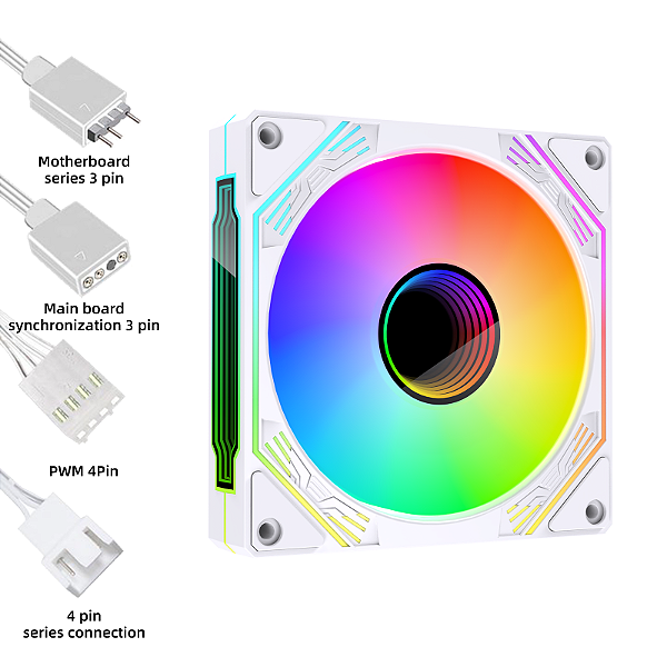 Cooler Fan Gamer Ryvel 120mm ARGB 5V Aspen Branco