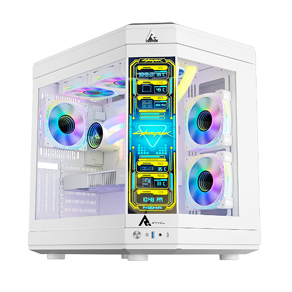 Gabinete Gamer Ryvel Cube Screen White RY-GB-CBS-WT