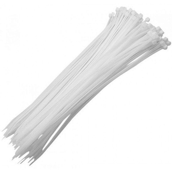ABRAÇADEIRA, MATERIAL NYLON, COMPRIMENTO TOTAL 200 MM, LARGURA 3,60 MM, APLICAÇÃO AMARRAÇÃO E FIXAÇÃO COR: BRANCA 100und