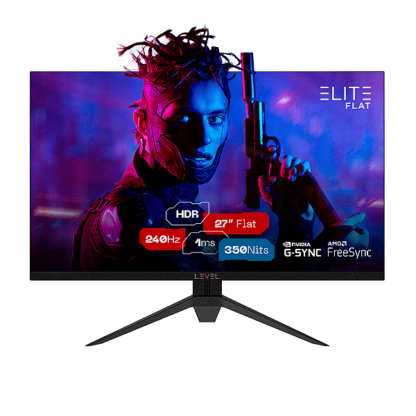 Monitor Gamer Level Elite Flat 27" ELED, 240Hz, 1ms, MPRT, Freesync e G-sync - SG2701B01-9 V2.5 Preto