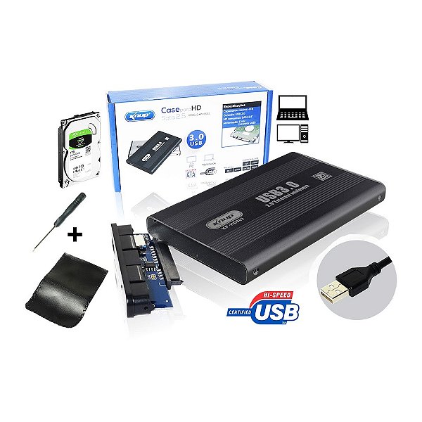 Case para Hd Externo Notebook Sata 2.5 Usb 2.0 em Alumínio (CASEHD2.0)