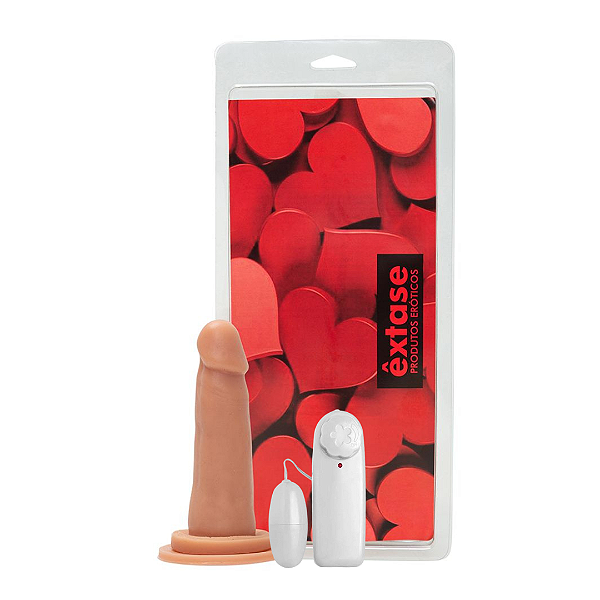 Pênis em Silicone com Vibrador e Ventosa VVN01 - 13 x 3,5cm
