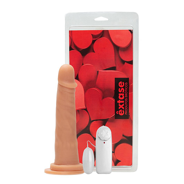 Pênis em Silicone com Vibrador e Ventosa VVN06 - 19,5 x 4cm