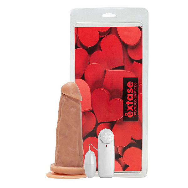 Pênis em Silicone com Vibrador e Ventosa VVN07 - 16,5 x 4,5cm