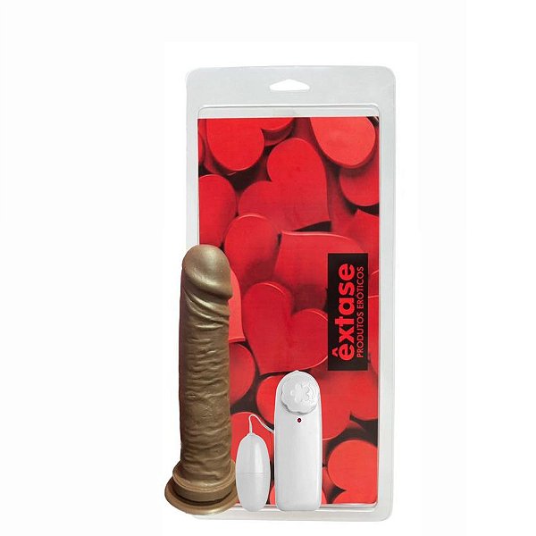Pênis em Silicone com Vibrador e Ventosa VVN14 - 20 x 4,5cm