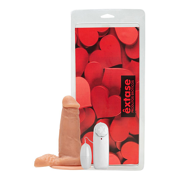 Pênis em Silicone com Vibrador e Ventosa VVN15 - 12,5 x 3,2cm