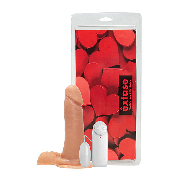 Pênis em Silicone com Vibrador e Ventosa VVN16 - 17 x 3,5cm