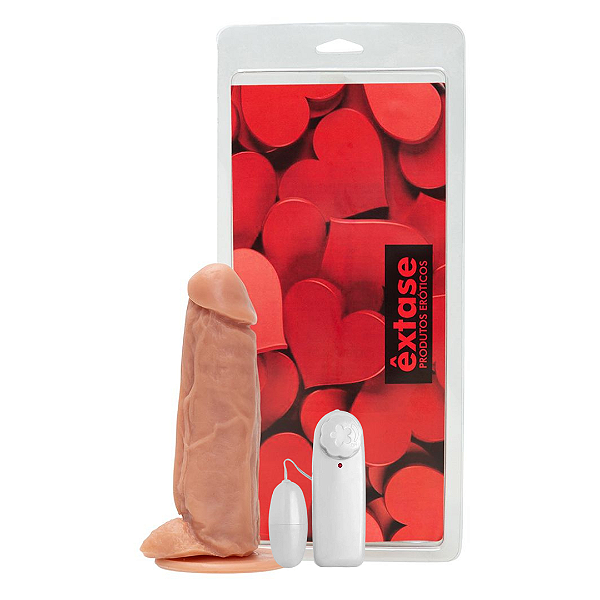 Pênis em Silicone com Vibrador e Ventosa VVN17 - 16,5 x 4,5cm