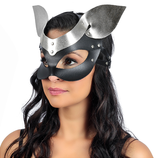 Máscara Mulher Gato com Orelhas Silver