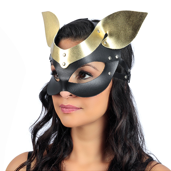 Máscara Mulher Gato com Orelhas Gold