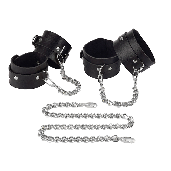 Kit Restritor com Algemas e Tornozeleiras + Corrente de 60cm