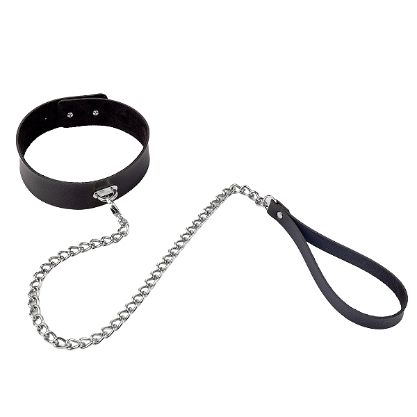 Coleira Domme com Corrente Prateada