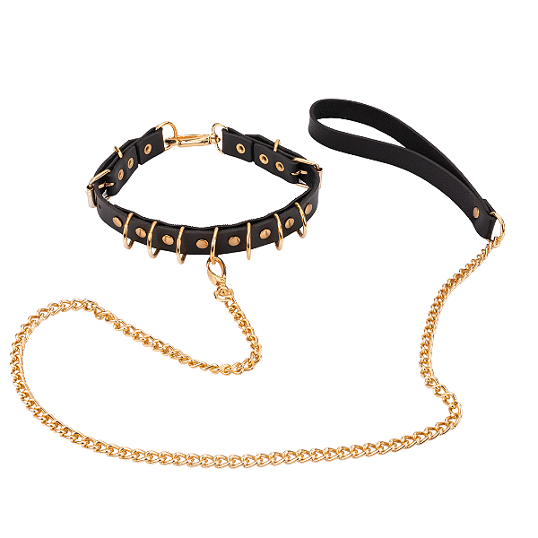 Gargantilha Queen Gold Meia Argolas com Guia e Correntes